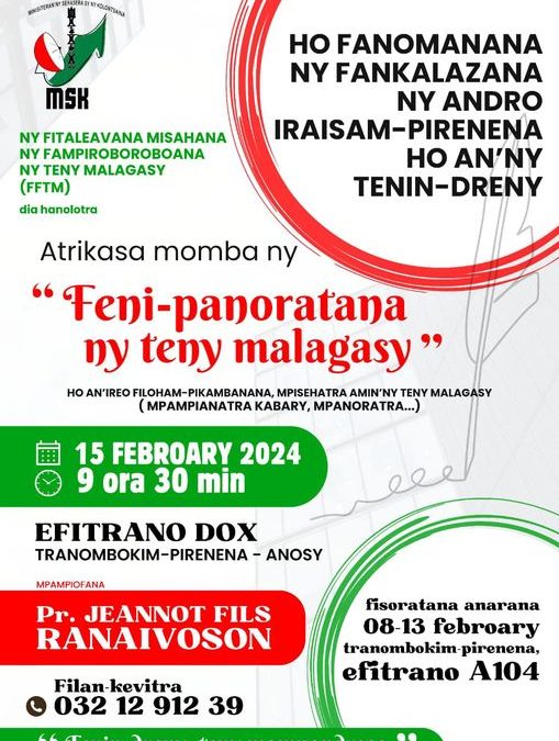 FANKALAZANA NY ANDRO IRAISAM-PIRENENA HO AN’NY TENIN-DRENY